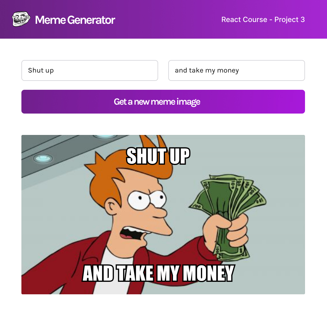 A screenshot of the current project