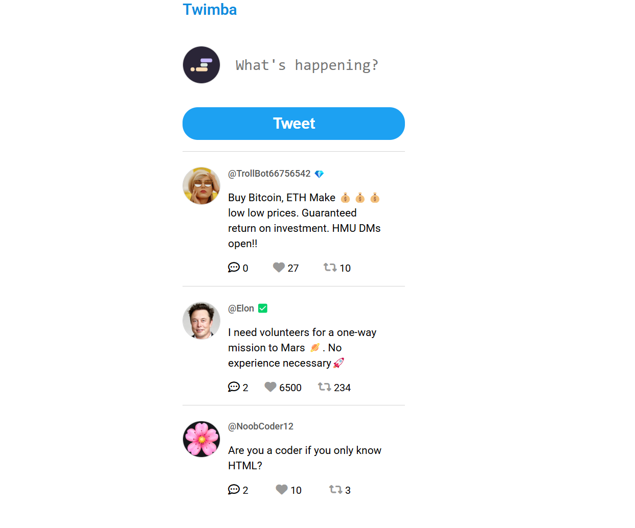 A screenshot of the current project